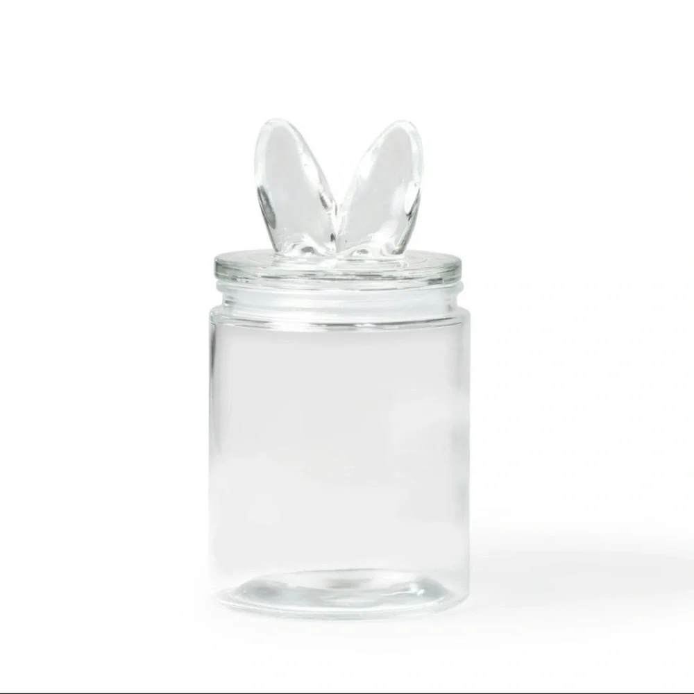 New Target Bullseye Playground Clear Glass Canister Jar with Bunny Ears